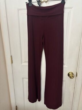 SKIMS High-Waist Foldover Wide-Leg Pants - Burgundy NWOT